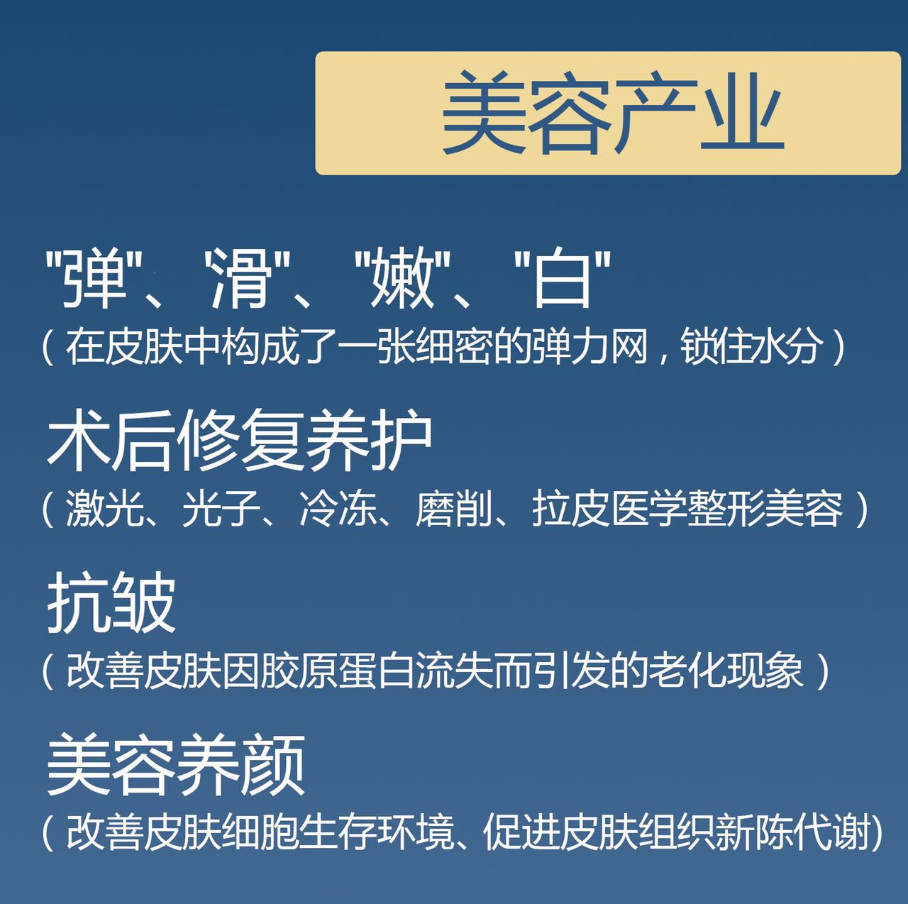 没有任何女人能拒绝得了胶原蛋白，留住她就是留住了青春，若是你懂类人胶原蛋白，那你更不会拒绝她。因为如果把玻尿酸、动物胶原蛋白、Q10等护肤品比做"配方奶粉"的话，那类人胶原蛋白就是"母乳"！她天生与人体细胞相配，帮助皮肤实现弹、润、滑、白四大青春美肌力，做冻龄女神！